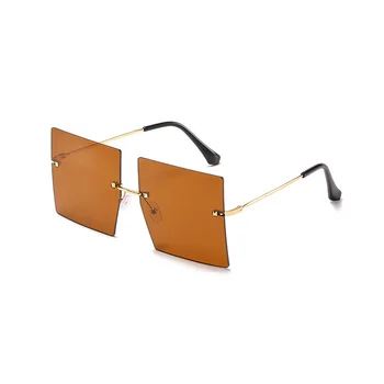 Kvadratni Rimless ženska sončna Očala 2021 Moda Prevelik sončna očala Ženske Dekorativni Očala Odtenki UV400 Oculos De Sol