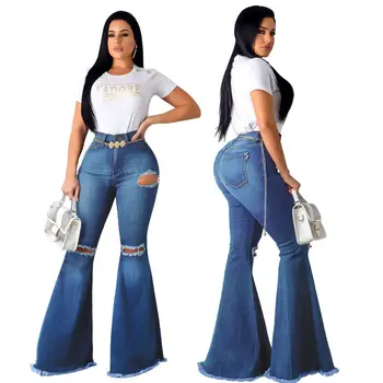 Visok Pas, Jeans Mama Pranje Flare Jeans Za Ženske Denim Skinny Jeans Ženska Bell Dnu Dame Plus Velikost Širok Noge Ženske Hlače