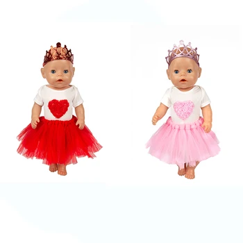 Novo Srce vzorec nastavljena Lutka Obleko, ki ustreza Za 43 cm baby Doll obleko rodi Punčko Dodatki