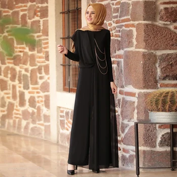Siskakia Stranka Obleke za Ženske Formalno Večerjo praznik Rabo Trdnih Šifon Obleko Maxi Turčija Dubaj arabsko Muslimanskih Oblačil 2020 Padec