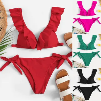 New Vroče Prodaje Seksi Push-up Bikini Komplet Ženske Visoko Pasu, Bikini, Kopalke, Kopalke, Ženska Retro Beachewear Bikini Set, Vroče Prodaje