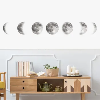 Ustvarjalne Stenske Nalepke Barve Moon Phase Zemljevid Prostora Luna Stenske Nalepke Doma Dekor Steno Dnevne Sobe Okna Okraski