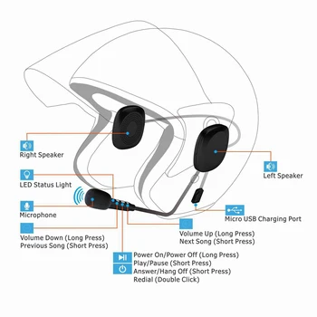 DISOUR Motoristična Čelada Brezžične Bluetooth Slušalke Nepremočljiva Anti-motnje V5.0 Slušalke Za Prostoročno Klicanje Moto Slušalke