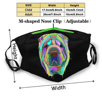 Splash Shar Pei Pes Novih 3D Maska Zaščitna Pokrivna Orodje Stroj za Večkratno uporabo Dihanje maske za obraz Shar Pei Pes Obraz Živali