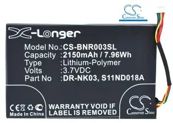 Cameron Kitajsko 2150mAh Baterije DR-NK03, MLP305787, S11ND018A za Barnes & Noble BNRV300,BNTV350,Kotiček Preprost Dotik, Preprost Dotik 6