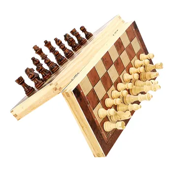 Leseni Šah Nastavite Zložljive Notranjega Prostora Za Shranjevanje, Ki Je Priročen Za Traveland Obrtniški Šahovske Figure