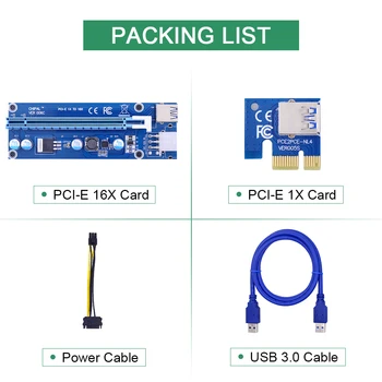 CHIPAL 20PCS 1M PCIe PCI-E Riser Card PCI Express 1x do 16x +USB3.0 PODATKOVNI Kabel + SATA da 6Pin Moč Žice za LTC BTC Rudar