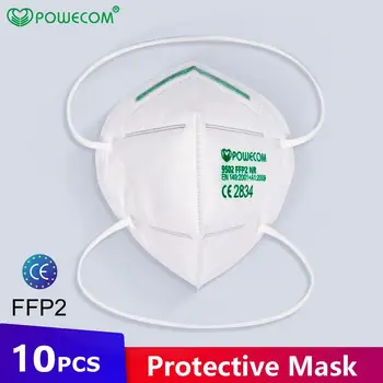 10PCS/PAKET POWECOM Glavo Maske 6 Slojni Filter Respirator Maske PM2.5 Zaščitni CE FFP2 Obraz, Usta Masko Usta Žarilna Pokrov