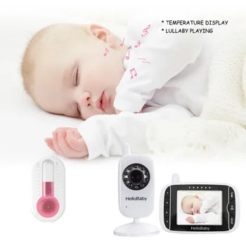 HelloBaby Brezžični Video Barve Baby Monitor 3.2 Palčni z Night Vision & 2 Načina Govorimo Polnilna Baterija 8 Lullabies Moinitor
