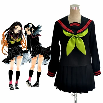 Anime Demon Slayer Kimetsu ne Yaiba Cosplay Nezuko Kamado Makomo Cosplay Kostum JK Šolskih Uniformah Mornar Obleko Dekleta, Ženske