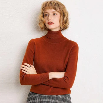 ženske turtleneck pulover pletene džemper dolgimi rokavi, puloverji trdna stretch jesen zima basicshirt kratek slim puloverji