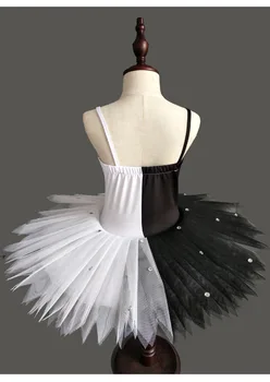 Balet Tutu Profesionalna Balerina Black White Swan Lake Plesne Kostume Otrok Otroci Palačinka Tutu Malčka Balet Obleko Dekleta