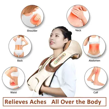 Električni Vratu Massager Sprostitev Zdravljenja Nazaj Telesa Shiatsu Gnetenje, Infrardeče Ogrevanje Masaža Zdravstvenega Varstva Avto Office Home
