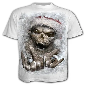 Camiseta de calavera par hombre, blusas de cráneos de teror con estampado 3D, camisa neformalnih de manga corta con cuello redond