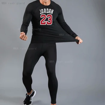 Jordan 23 Košarka Usposabljanje Oblačila Tesen Stiskanje dokolenke T-shirt majico, Športne Hlače Mens 3 kos obleko, ki Teče oblacilo moški