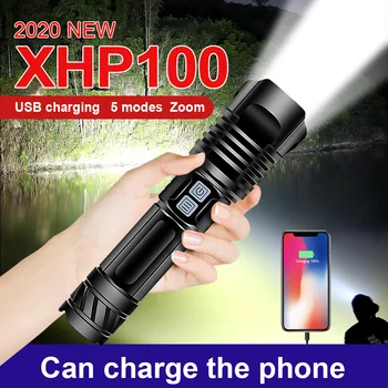XHP100 LED Svetilka najbolj zmogljiva Bliskavica 18650 USB Polnjenje Baklo xhp90 xhp70.2 Zoom Luč Lov Lučka Za Ročno Svetlobe