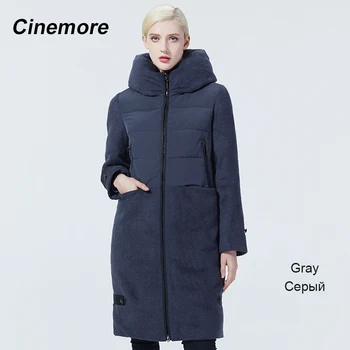 Cinemore 2020 Novo modno žensko zimsko jakno Zgostitev Dolgo Preplete Plašč pozimi ženske osebnosti sivo velik žep 2085