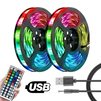 1-20M LED Trak Svetlobe Dekoracija Razsvetljava USB Ir Daljinski Krmilnik RGB Trak Diode Neon Traku Prilagodljive luči Za Soba Dekor
