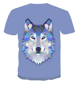 Nov trend visoke kakovosti moška T-shirt kratek rokav 2020 3D color volk modni tisk geometrijske vsestranski T-shirt za moške