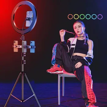 RGB Barvna LED Obroč Svetlobe S 160 cm Stojalo Stojalo Za Youtube Video v Živo Fotografija Razsvetljavo Foto Studio Selfie Ringlight