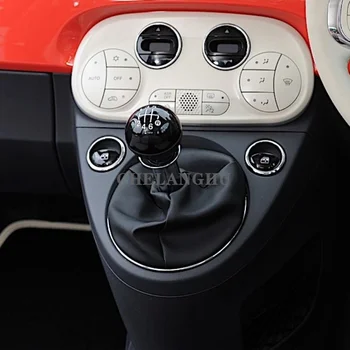 Za Fiat 500C 2009 2010 2011 2012 2013 Avto-styling 6 Hitrost Gear Shift Držijo Gumb Ravni Z Usnje Škorenj