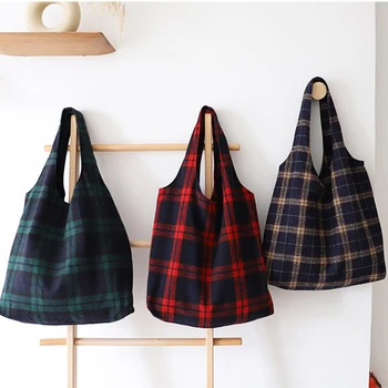 Tkanine Škotski Vzorec Velika Torba Moda za Prosti čas Klasično Mehko Priložnostne Veliko Nakupovalno Torbico Messenger Bag za Ženske