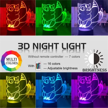 Srčkan Kirara Slika Led Nočna Lučka za Spalnica Dekoracijo LED Touch Senzor Pisane 3d Noč Svetlobe Edinstveno Anime Inuyasha Darilo