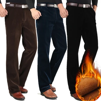 Zimske moške velvet Hlače žamet zgostitev visoko pasu svoboden elastična velvet hlače Moški naravnost business casual tople hlače