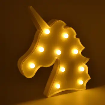Unicornio Led Nočne Luči Samorog Stranka 3D LED namizne Svetilke Novost Živali Nadstrešek Znak, Črka, ki Lučka Luminaria Baby Otroci