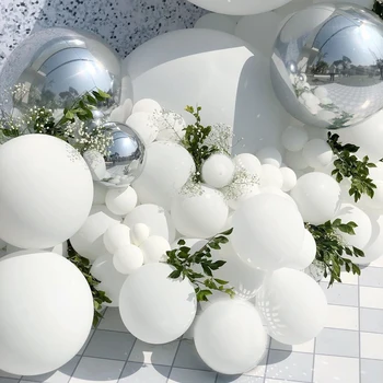 125pcs srebrno bele Balone Garland arch za Vgradnjo DIY Macaroon beli balon garland verige za baby tuš rojstni dekoracijo