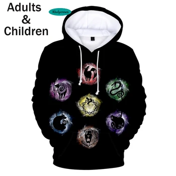 Vroče Prodaje Sedem Smrtnih Grehov Meliodas 3D Hoodies Majica 3D Moški/Fant priložnostne hoodie modna Novost Hoodies Otrok odrasla velikost