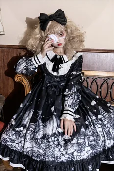 Dekleta Gothic Lolita Obleko Ženski Princesa Vestidos Teen Dekleta Pozimi Lolita Vestido Stranka, Kostumi, Igra Vlog, Oblačila za Ženske