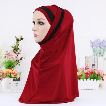 Moda Muslimanskih Instand Hidžab Šal Za Ženske Islamske Pripravljen Nositi Molite Hijabs Headscarf Arabske Ženske Polno Kritje Underscarf
