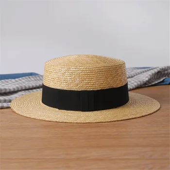 Nedelja Klobuk Pšenične Slame Poletje Ženske Široko Roba Čoln Plaža, Sonce klobuk