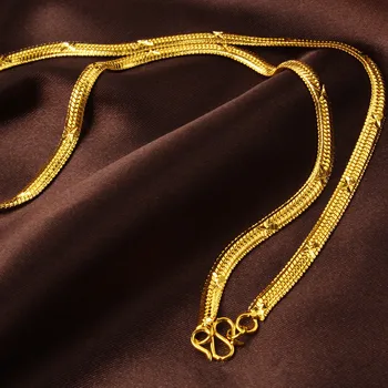 Clavicle Ogrlica Rumeno Zlato, ki je Napolnjena Edinstveno Kača kosti Verige za Moški Ženski Nakit