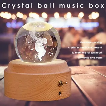 Ustvarjalne Vklesan Music Box Klasične Barve Preprost Trajno Kristalno Kroglo Vrtenje Svetlobe Dekle Prijatelji Valentinovo Darila