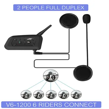 VNETPHONE 1200M 1Pcs Brezžična tehnologija Bluetooth Motoristična Čelada Interkom 6 Kolesarji Interfonski Slušalke Podpirajo Mp3 Intercomunicador Moto
