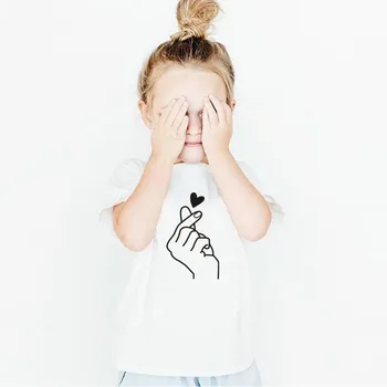 7 Barv Otroci Poletje Kratek Rokav Dekleta Fantje T Shirt Harajuku Srce Ročno Tiskanje otroška T-shirt Priložnostne Smešno Otroška Oblačila