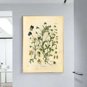 Vintage Botanični Natisne Wildflower Platno, Slikarsko, Plakati, Tiskanje francoski Rastlin Ilustracije Wall Art Slike za dnevno Sobo