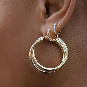 Crossover prepletajo Zlato hoop uhani iz plemenitega jekla, zlaganje hoop uhan za ženske retro moda 2020