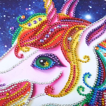 Samorog Barve z Številkami Kit Samorog DIY 5D Diamond Slikarstvo Kompleti za Odrasle, Otroci Samorog Diamant, Barvanje z Številkami Kompleti