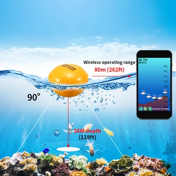 Prenosni 36M/118ft Globina Brezžični Daljinski Ribe Finder Sonar Senzor Morske Ribe, Jezero, Detektor Echo C za iOS Android