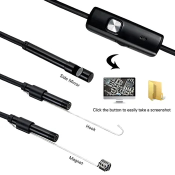 7MM Endoskop Kamera 2 v 1 USB Mini Kamere, IP67 Nepremočljiva 6 LED Borescope Inšpekcijskega Pregleda vozila Kamera Za Android PC