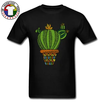 Lepo Moških Tshirts Akvarel Kaktus Lonec Sliko Model T Shirt je Natisnjena Bombaž Moški po Meri, T-majice Visoke Kakovosti Majica