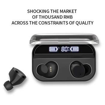 Tws Bluetooth 5.0 Slušalke Led Digitalni Zaslon Samodejno Povezavo Brezžične Slušalke Stereo Nepremočljiva V-Ušesni Čepi Z Mikrofonom