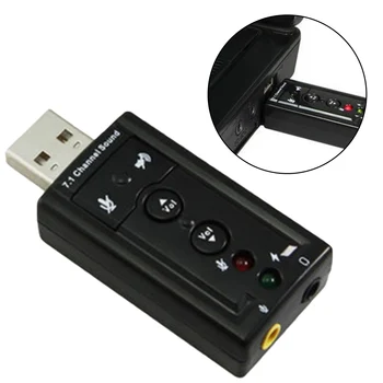 Etmakit Mikrofon Avdio Zunanjo USB Zvočno Kartico Adapter Virtualni 7.1 USB 2.0, Mikrofon Zvočnik, Audio Slušalke