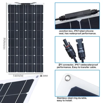 Prilagodljiv solarni plošča 12v 200w 100w polnilec baterij, solarne celice, DIY komplet za popolno 5v usb za telefon, avto, čoln, RV karavana domači kino sistem