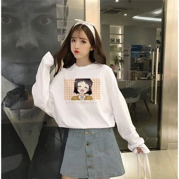 2020 novo pomlad in jesen beli Dolg Rokav T-shirt za študentk korejska različica svoboden dno srajco na oblači