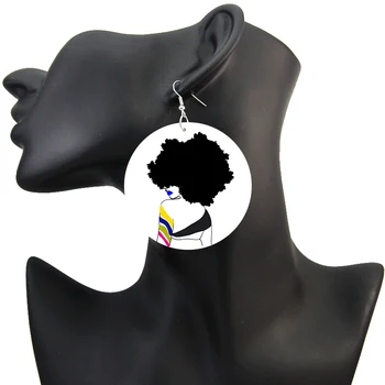 SOMESOOR Afro Naravne Dlake Pobarvan Les Spusti Uhani Lovely Baby Headwrap Ženska, Afriška Kraljica Črno Dušo Art-Printable Nakit