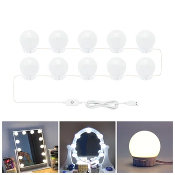 Možnost zatemnitve Ličila Lučka na ogledalu LED Nečimrnosti Žarnice Kit USB Powered Nastavljiva Svetlost 4000K Naravno Bela svetloba